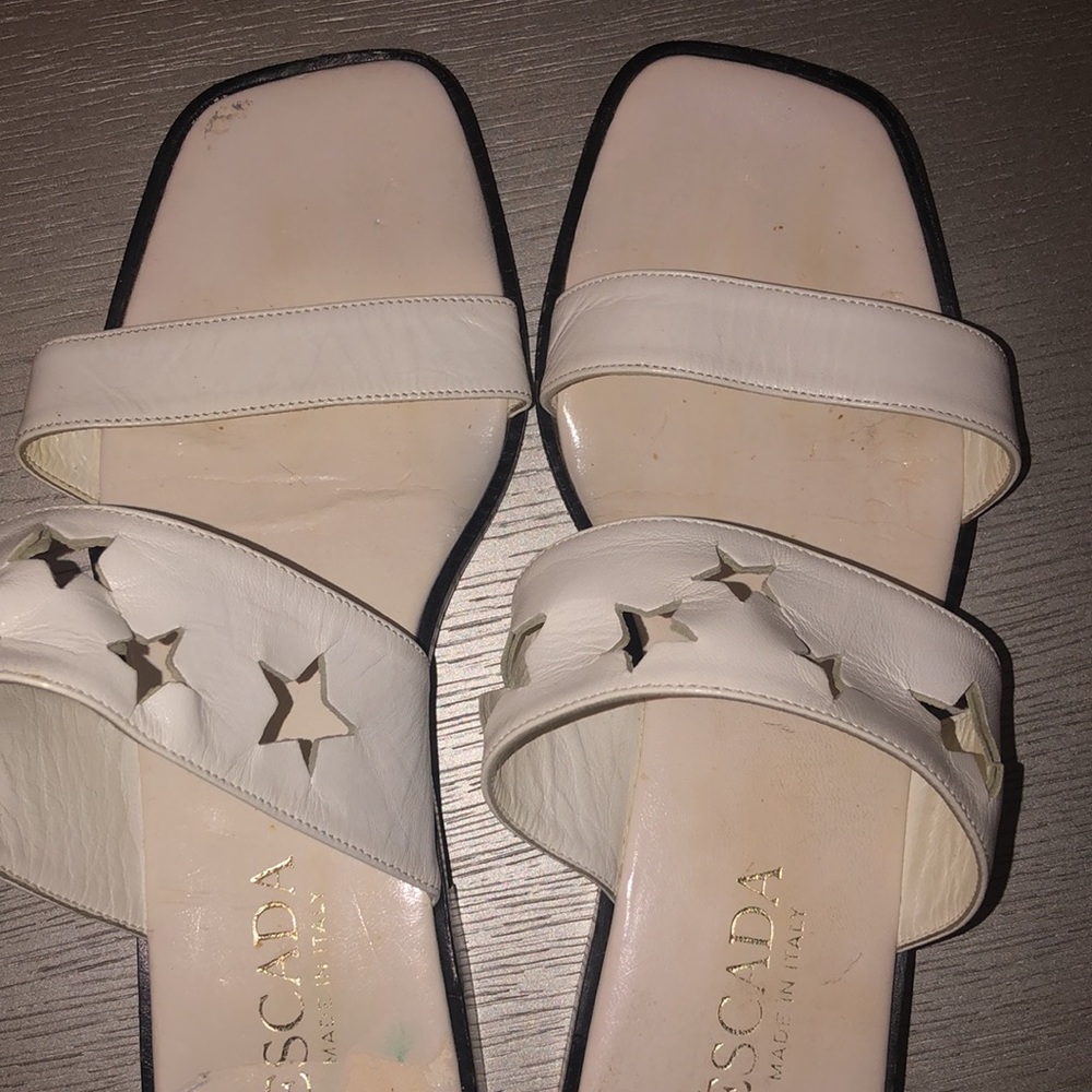 ESCADA white sandals Vintage Size 6.5 B fit 7 - Picture 3 of 9